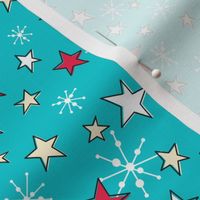 Retro Style Christmas Stars And Snowflakes