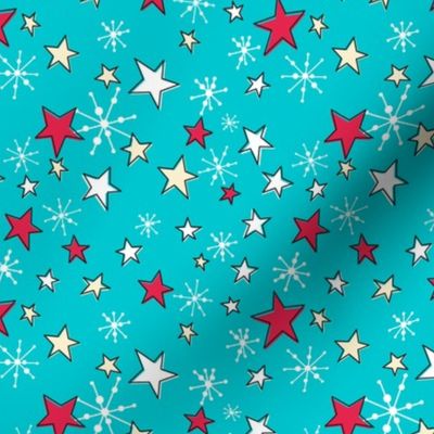 Retro Style Christmas Stars And Snowflakes