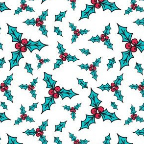 Retro Style Holly & Berries Christmas Pattern