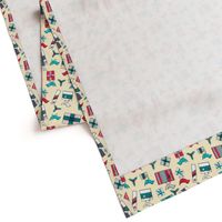 Retro Style Packages And Birds Christmas Pattern