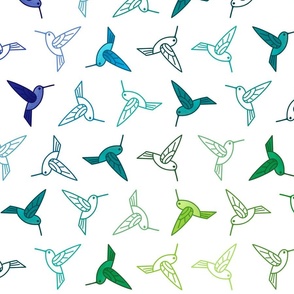 Hummingbird Dance - LARGE – Multi Green Blue