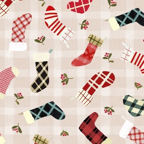 Christmas Day - Stockings over gingham L