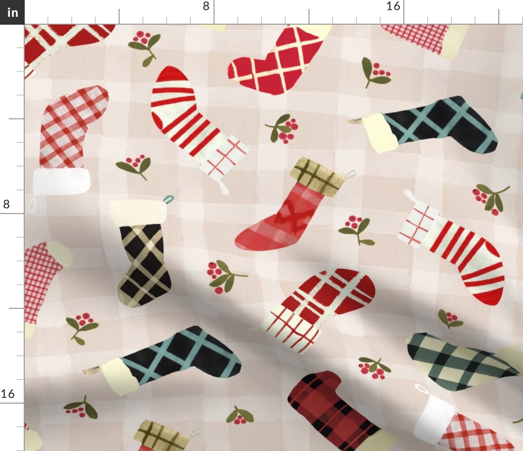 Christmas Day - Stockings over gingham L