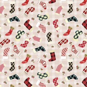 Christmas Day - Stockings over gingham M