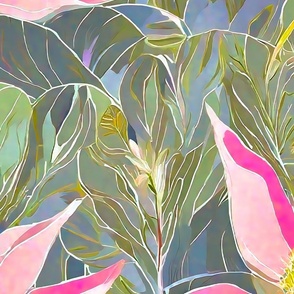 Pastel flowers with leaves