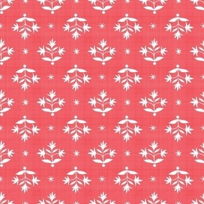 Tiny Thistle Stars White on Valentine Red