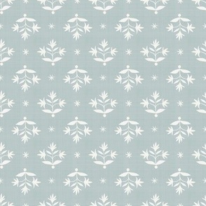 Tiny Thistle Stars Cream2 on Wedgewood Gray