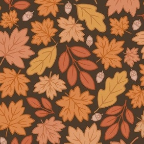 Boho Autumn Leaves - Brown