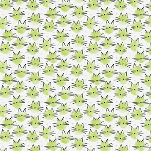 micro scale cat - ellie cat honeydew - watercolor drops cat - cute cat fabric and wallpaper