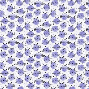 micro scale cat - ellie cat lilac - watercolor drops cat - cute cat fabric and wallpaper