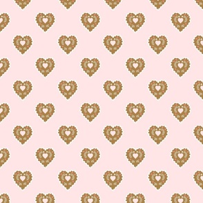 Gingerbread  hearts -2 on pink - small