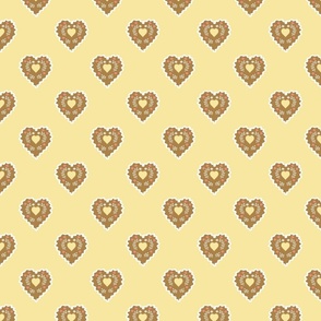 Gingerbread  hearts -2 on yellow-small