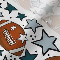 Medium Scale Team Spirit Footballs and Stars in Philadelphia Eagles Colors Midnight Green Silver Black White