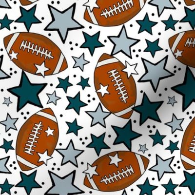 Medium Scale Team Spirit Footballs and Stars in Philadelphia Eagles Colors Midnight Green Silver Black White