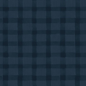 Christmas Day - Vintage washed out plaid dark blue L