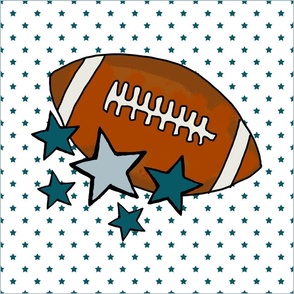 18x18 Panel Team Spirit Footballs and Stars in Philadelphia Eagles Colors Midnight Green Black Silver for DIY Throw Pillow Cushion Cover or Tote Bag