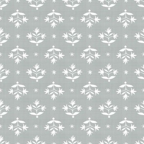 Tiny Thistle Stars White on Boothbay Gray