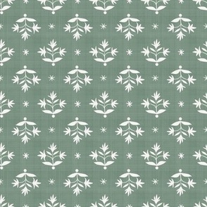 Tiny Thistle Stars Cream2 on Webstre Green