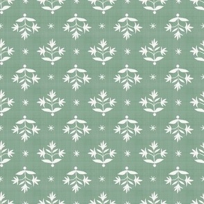 Tiny Thistle Stars Cream2 on Clearspring Green