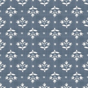 Tiny Thistle Stars Cream2 on Vanduessen Blue