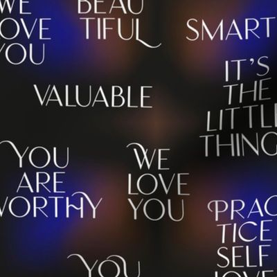 You are worthy - sweet classy affirmation self love motivational text in blue black gradient 