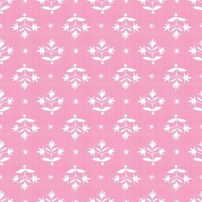 Tiny Thistle Stars White on Pink 1