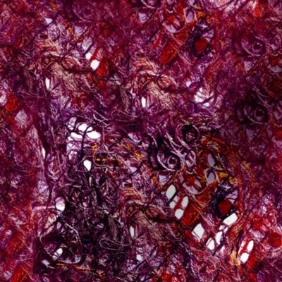 A tangle of leftover embroidery threads, abstract art and textures for textile and fiber art Deep cerise and purple and pinks