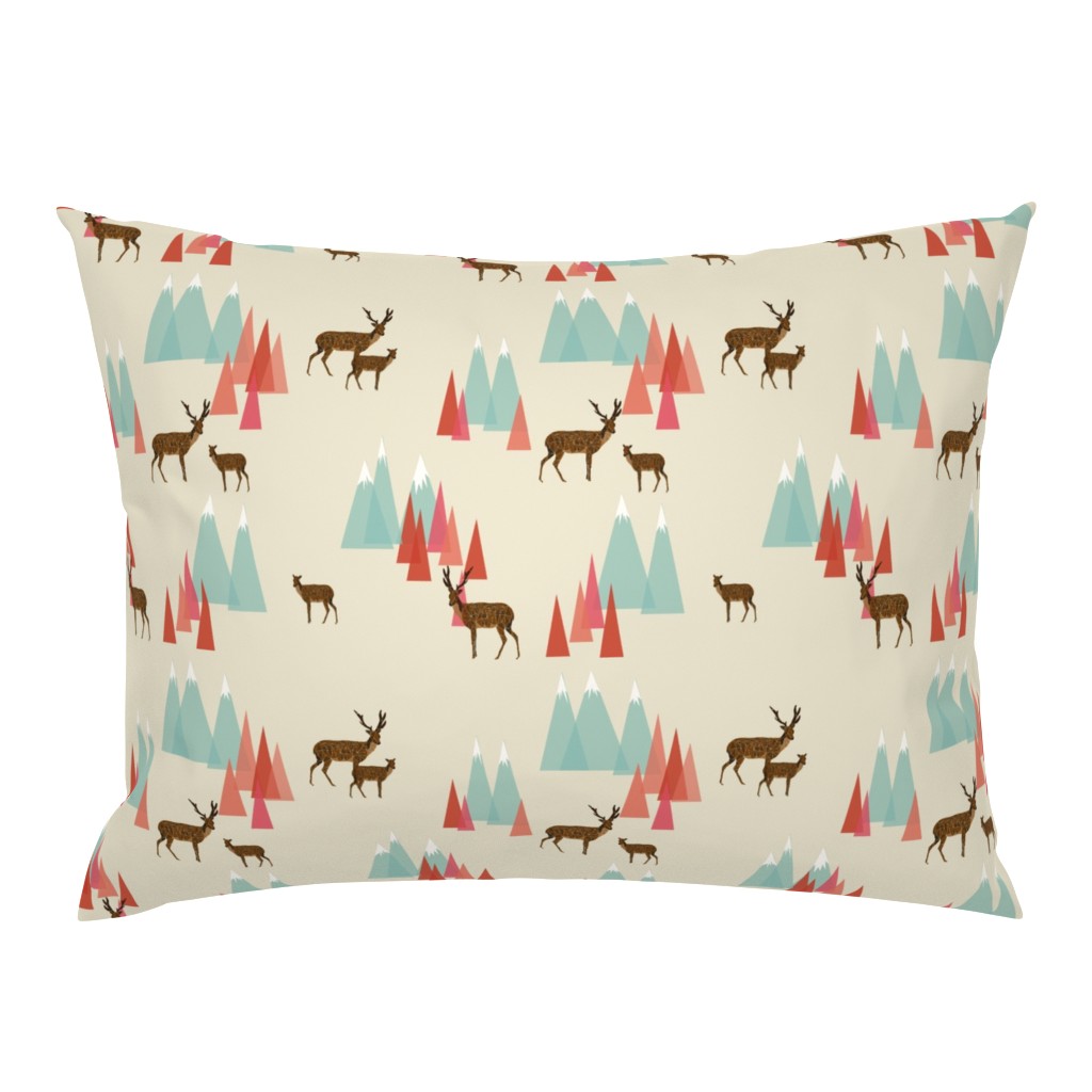 Deer in the Mountains // forest woodland mountain geometric deer woodland