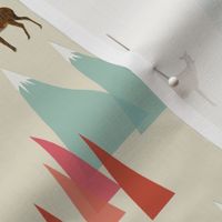 Deer in the Mountains // forest woodland mountain geometric deer woodland