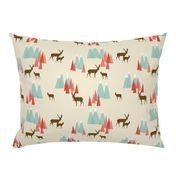 Deer in the Mountains // forest woodland mountain geometric deer woodland