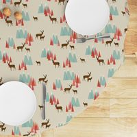 Deer in the Mountains // forest woodland mountain geometric deer woodland