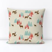 Deer in the Mountains // forest woodland mountain geometric deer woodland