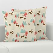 Deer in the Mountains // forest woodland mountain geometric deer woodland