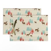 Deer in the Mountains // forest woodland mountain geometric deer woodland