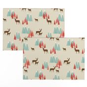 Deer in the Mountains // forest woodland mountain geometric deer woodland