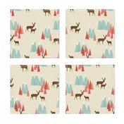 Deer in the Mountains // forest woodland mountain geometric deer woodland