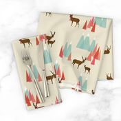 Deer in the Mountains // forest woodland mountain geometric deer woodland