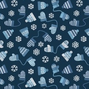 (small scale) Winter Mittens and Hats - blues - LAD23
