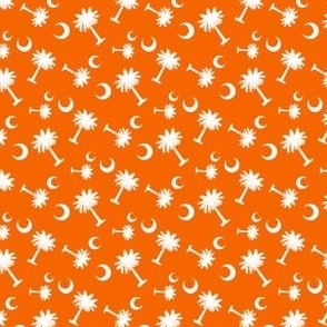 South Carolina Flag, Palmetto Moon, SOUTH CAROLINA Orange and White Fabric