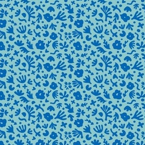 Wiggle Room Boho Bouquet Dark Blue on Light Blue Small Scale