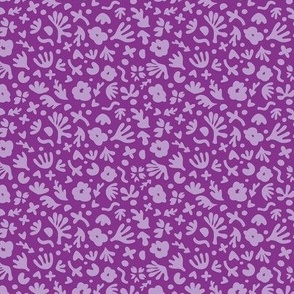 Wiggle Room Boho Bouquet Lavender on Purple Small Scale