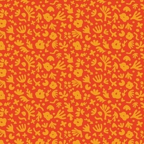 Wiggle Room Boho Bouquet Orange on Red Small Scale