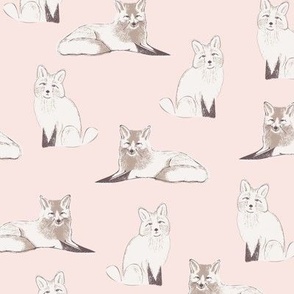  Whimsical Woodland Foxes on blush pink 