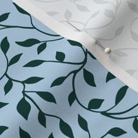 Papercut  undirectional silhouettes Light blue Teal leaves wallpaper - small