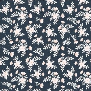 Navy Blue and Blush Pink Seamless Floral Pattern