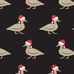 Christmas Ducks - Santa hats & Scarfs - black - LAD23