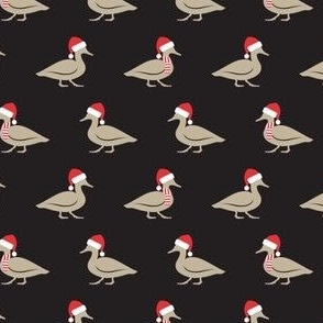 (small scale) Christmas Ducks - Santa hats & Scarfs - black - LAD23