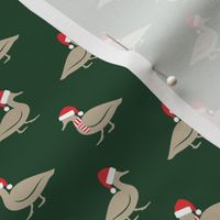 (small scale) Christmas Ducks - Santa hats & Scarfs - dark green - LAD23