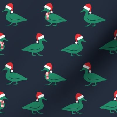 Christmas Ducks - Santa hats & Scarfs - green/navy - LAD23