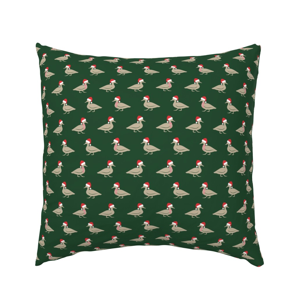 Christmas Ducks - Santa hats & Scarfs - dark green - LAD23